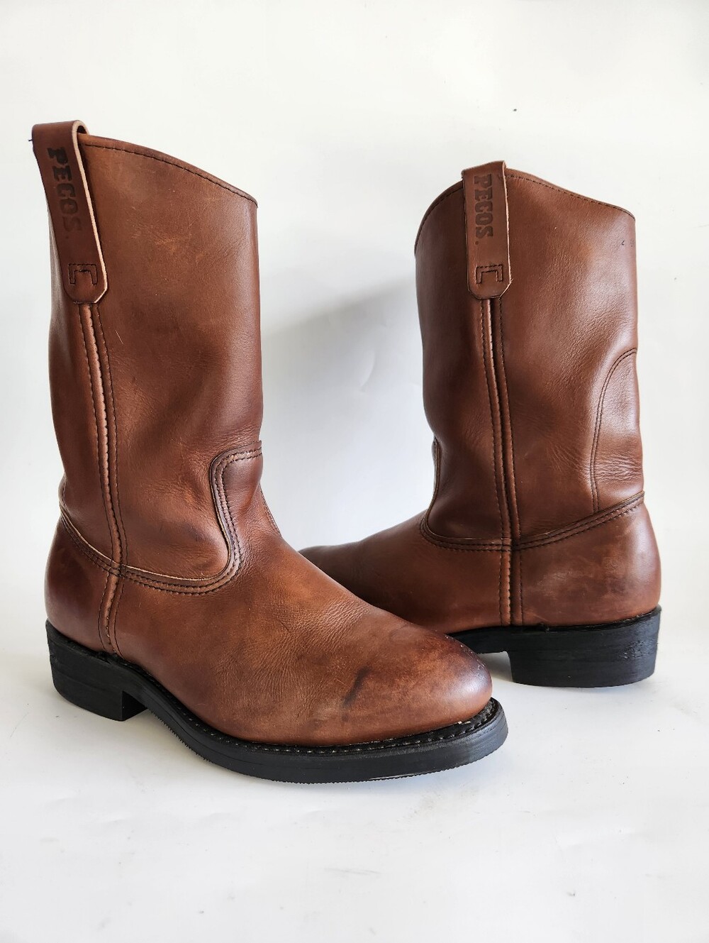 Vintage Red Wing Pecos Nailseat Men 8.5 D  Leather Boot Safety Toe Vibram Sole